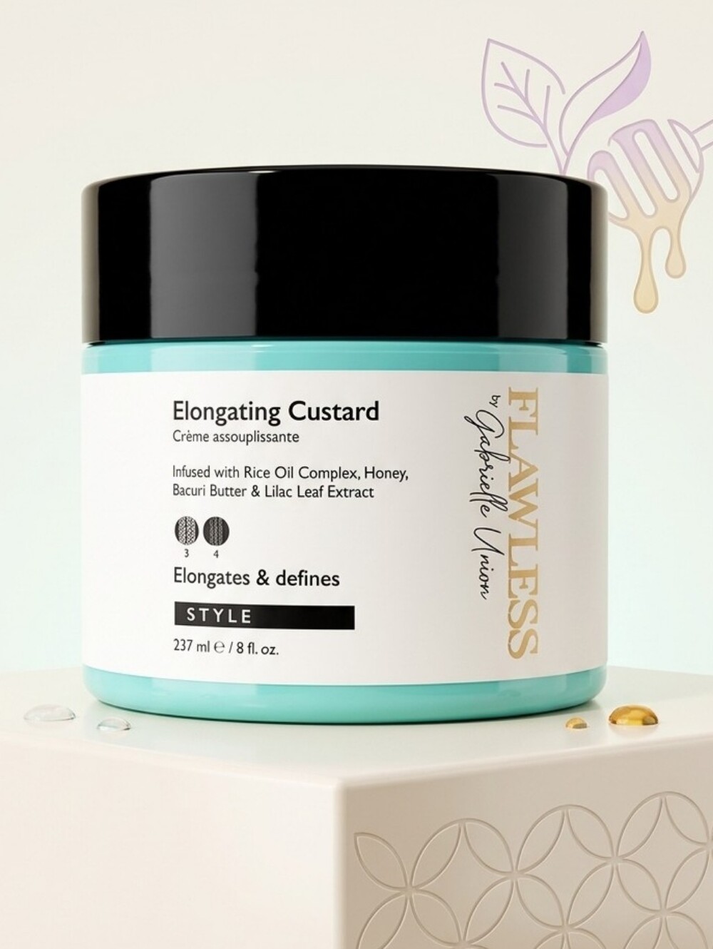 Flawless By Gabrielle Union Elongating Custard Cream Styler For Curly Hair New